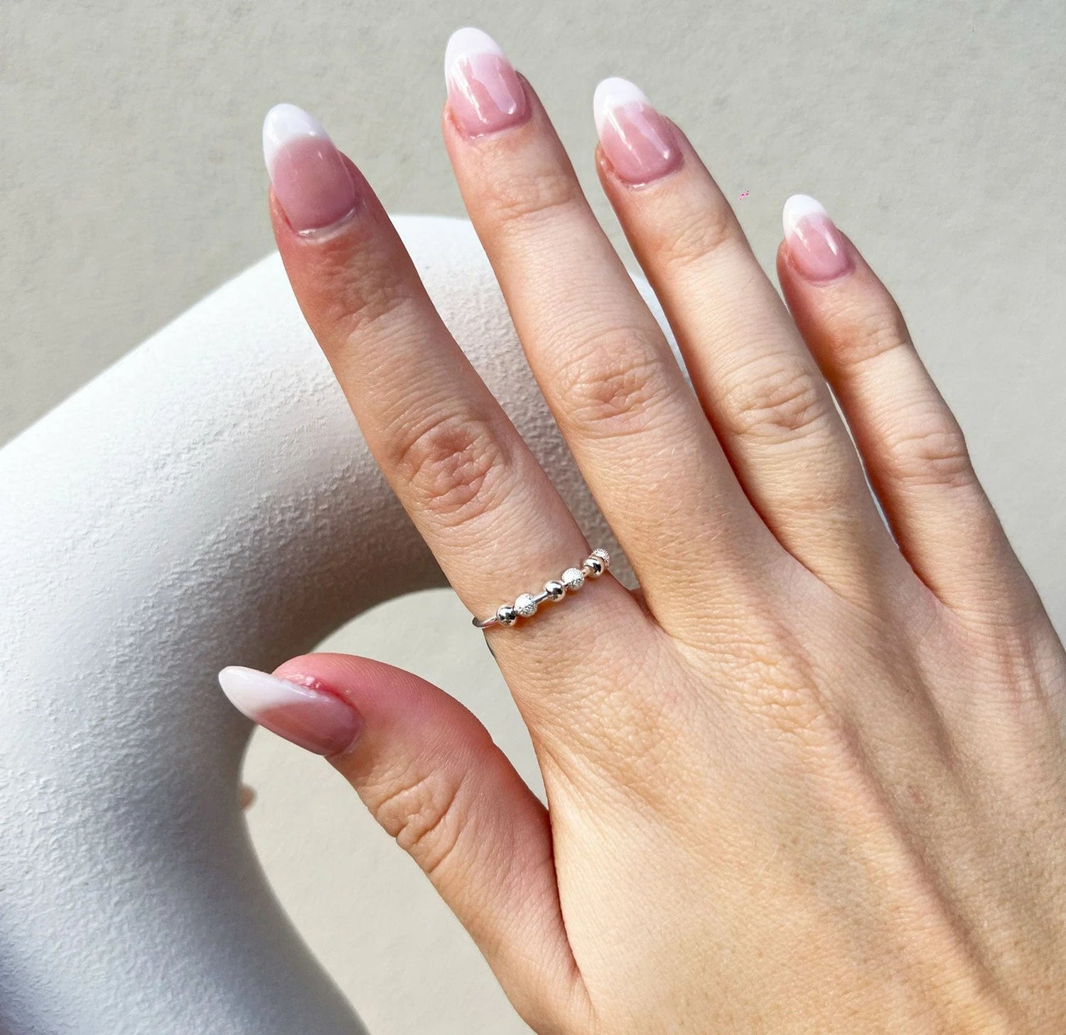 PERLES ARGENT | Bague anti-stress en acier inoxydable